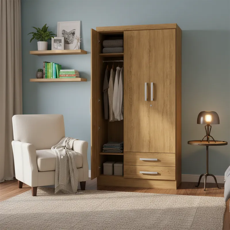 YARDAS - Clóset 3 Puerta(s) 2 Cajón(es) 3 Repisa(s) 91x180x47 cm Teca