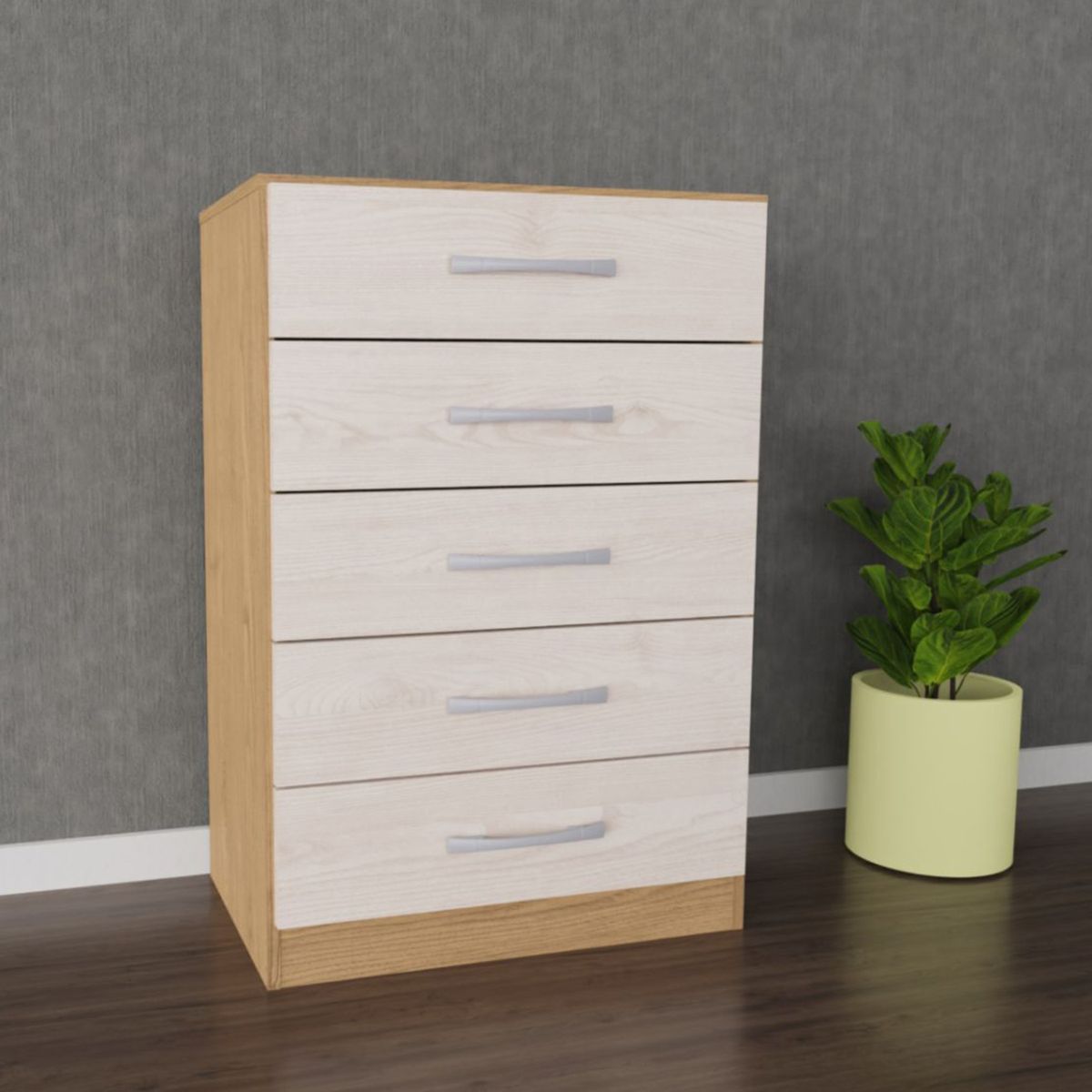 YARDAS - Cómoda 5 Cajón(es) Y215 62x91x40 cm Ocre/Blanco