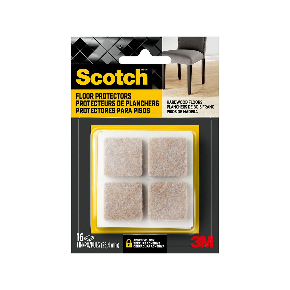 SCOTCH - Fieltros protectores cuadrados beige 16 unidades