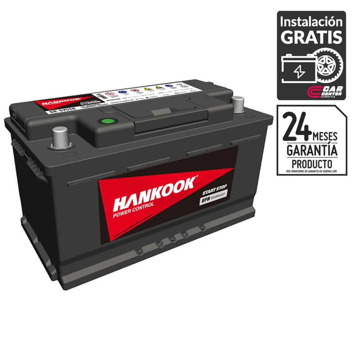 HANKOOK - Batería de Auto 75 Ah Positivo Derecho 730 CCA