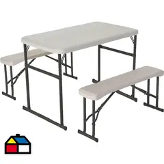 NORTHWEST - Set de Picnic Plegable Rectangular 113x68x73 cm Blanco