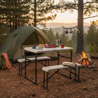 Set de Picnic Plegable Rectangular 73 cm Blanco