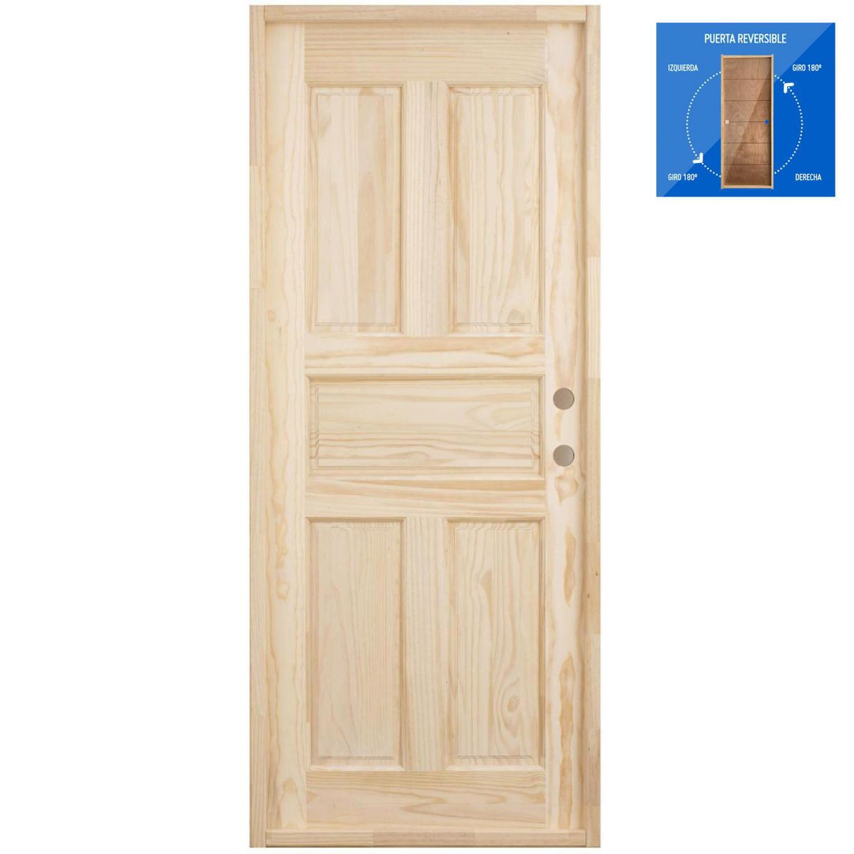 HOLZTEK - Puerta Pino 5 paneles Dual con perforación