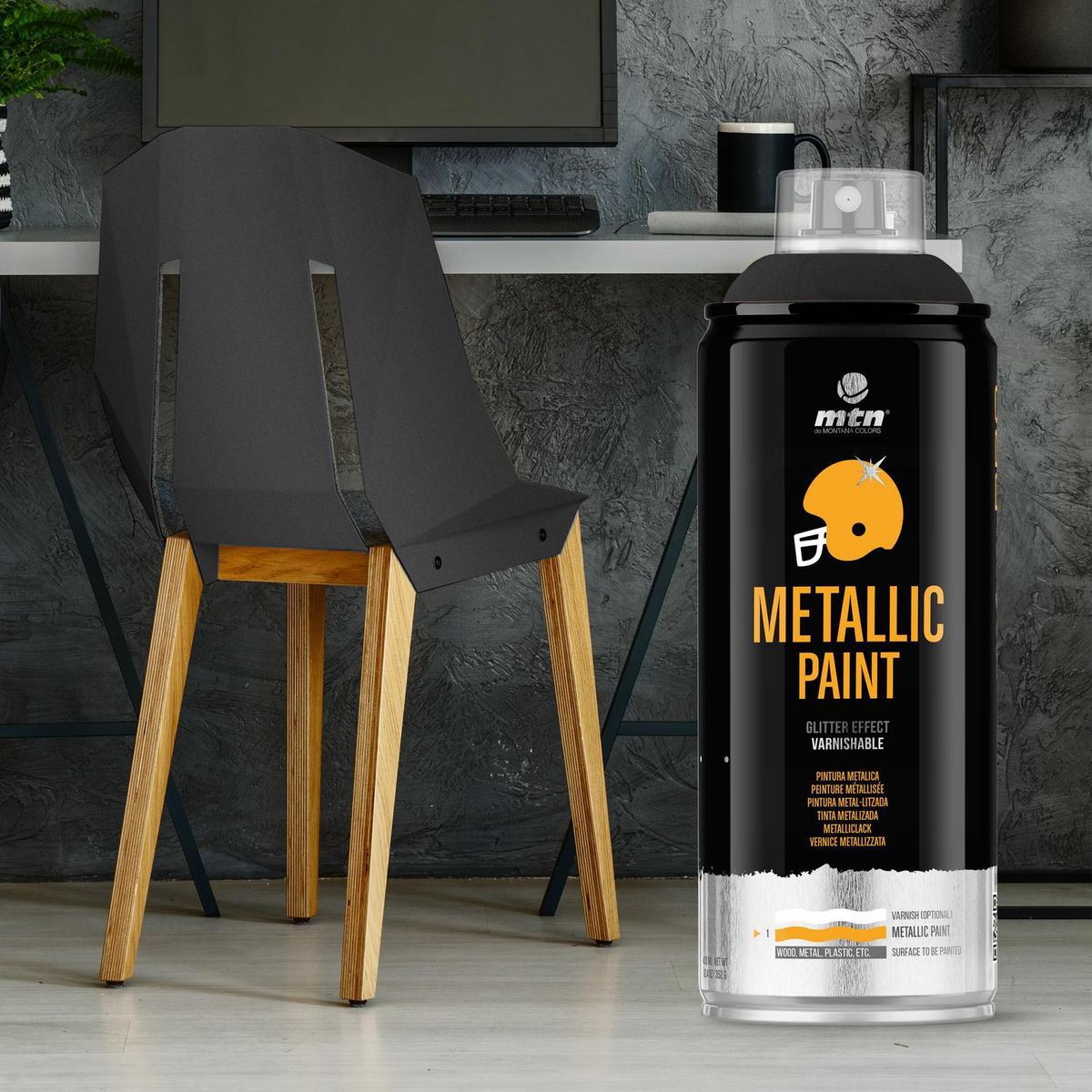 MONTANA COLORS - Pintura Metalizada Spray 0.4 l Brillante Negro