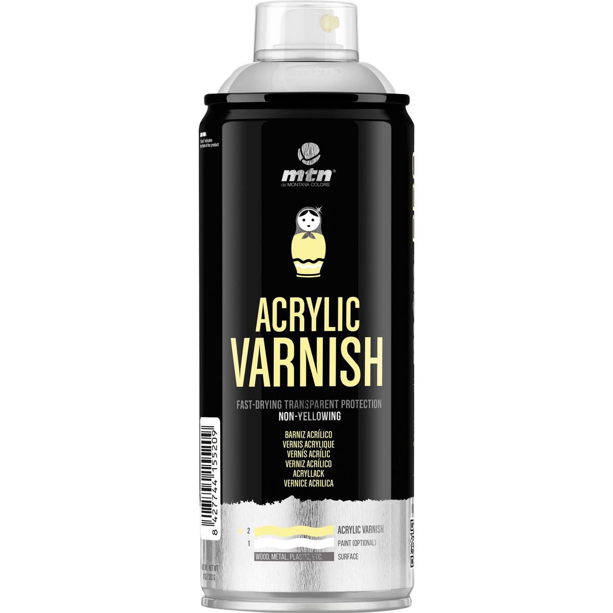 MONTANA COLORS - Barniz Acrílico Spray Mate 400 ml Transparente mate