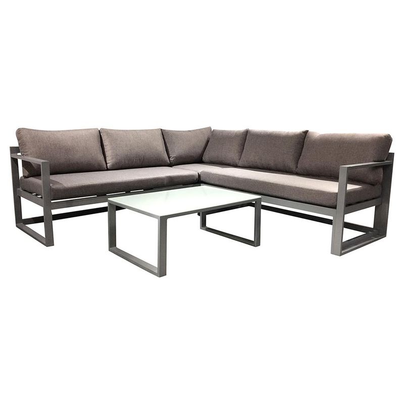 GRUPO LINK - Juego de Living Seccional de Terraza Anakena 5 Personas Gris