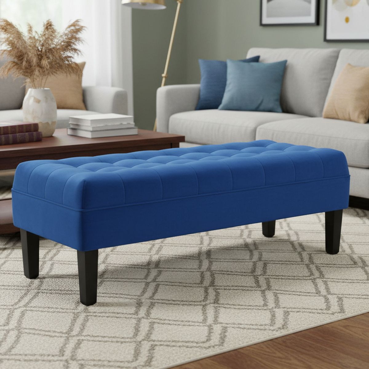 BODEVIR - Banqueta 42x45x120 cm felpa azul rey