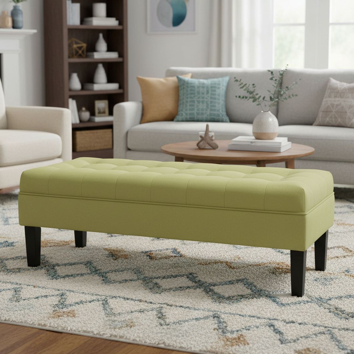 BODEVIR - Banqueta 42x45x120 cm felpa verde pistacho