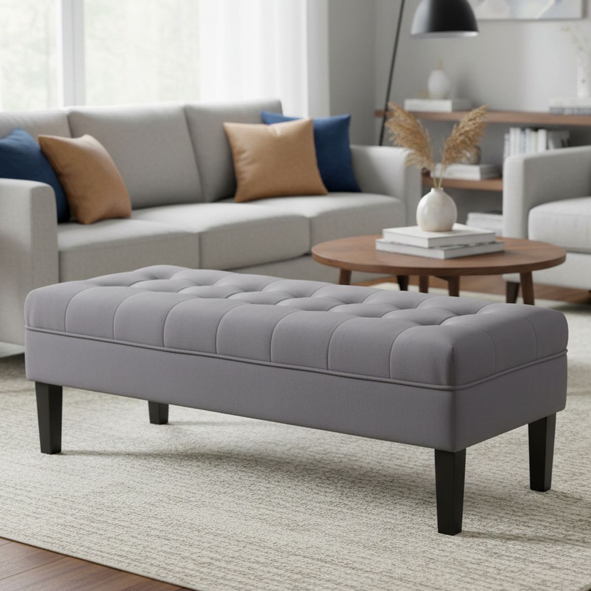 BODEVIR - Banqueta 42x45x120 cm felpa gris