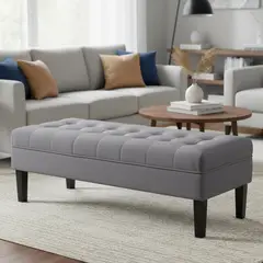 BODEVIR - Banqueta 42x45x120 cm felpa gris