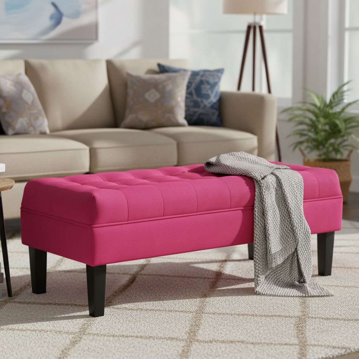 BODEVIR - Banqueta 42x45x120 cm felpa fucsia