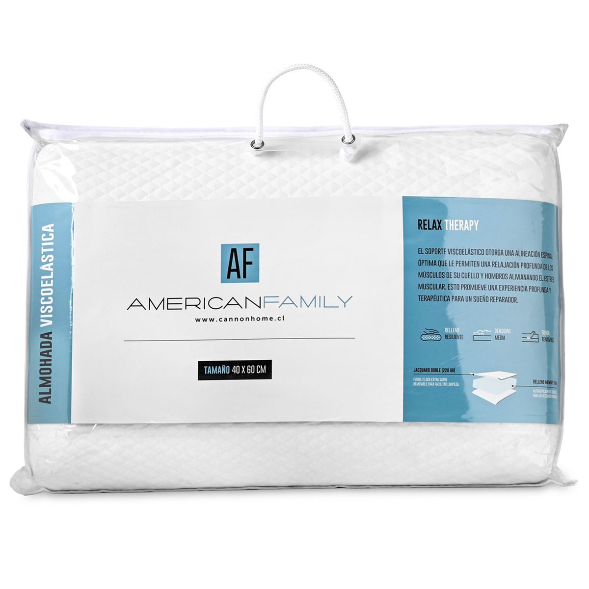 AMERICAN FAMILY - Almohada Tecno Visco de Poliuretano para Dormir 40x60 cm