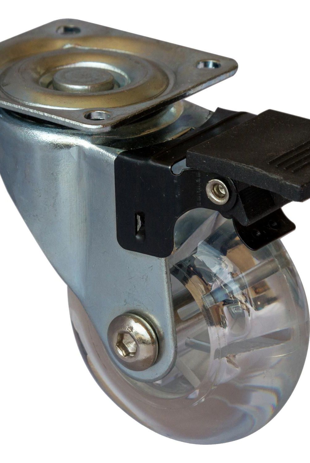 HBT - Rueda poliuretano transparente 75 mm 50 kg con freno
