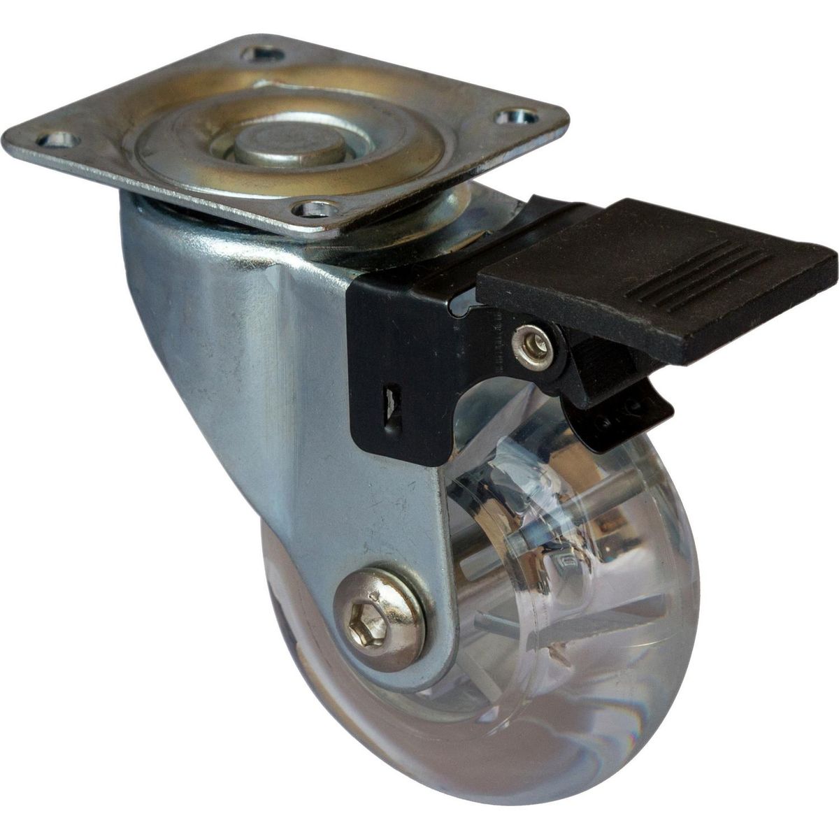 HBT - Rueda poliuretano transparente 75 mm 50 kg con freno