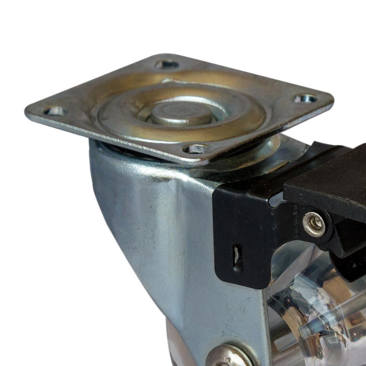 HBT - Rueda poliuretano transparente 75 mm 50 kg con freno