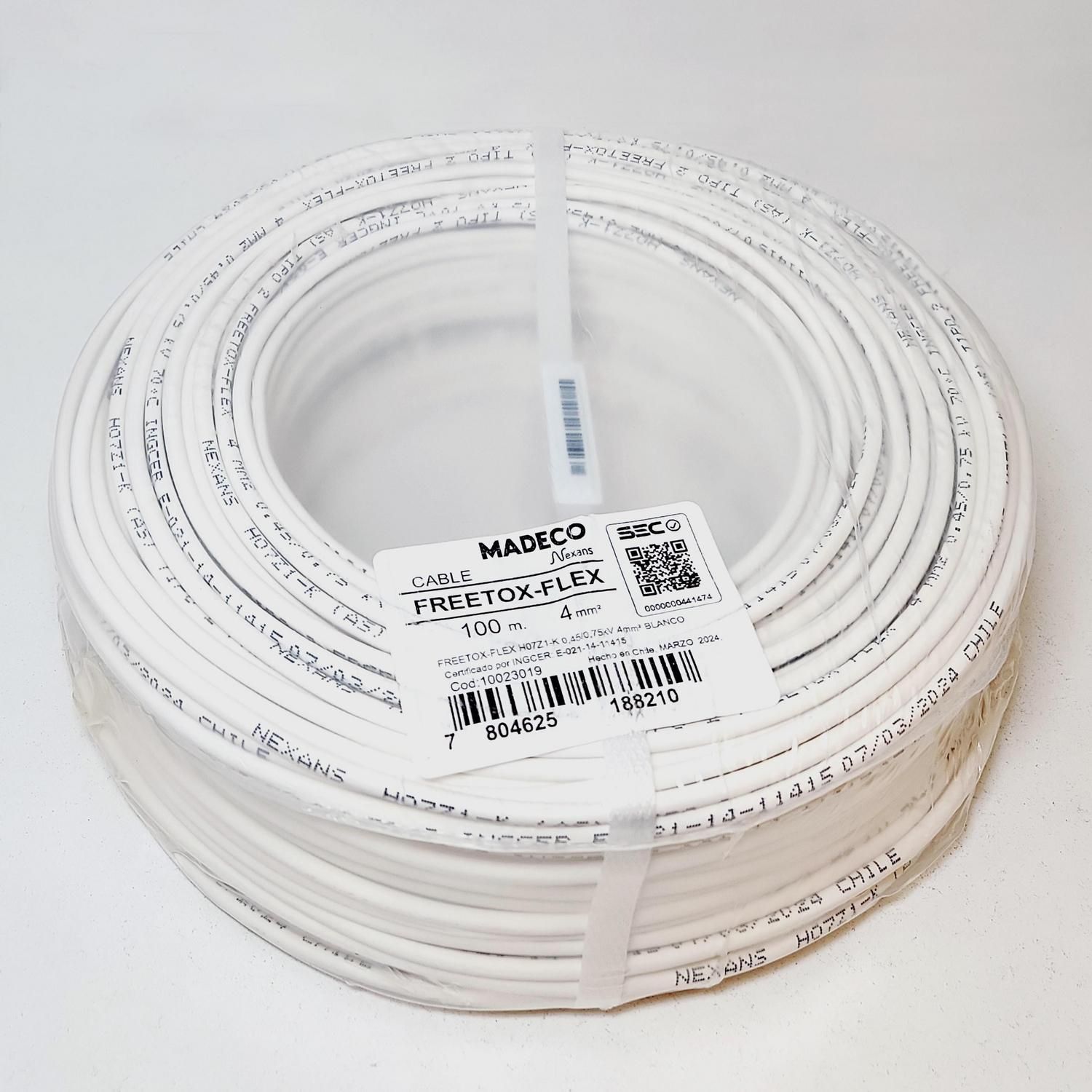MADECO Cable Libre de Halógenos H07Z1-K 1x4 mm2 Blanco 100 metro(s
