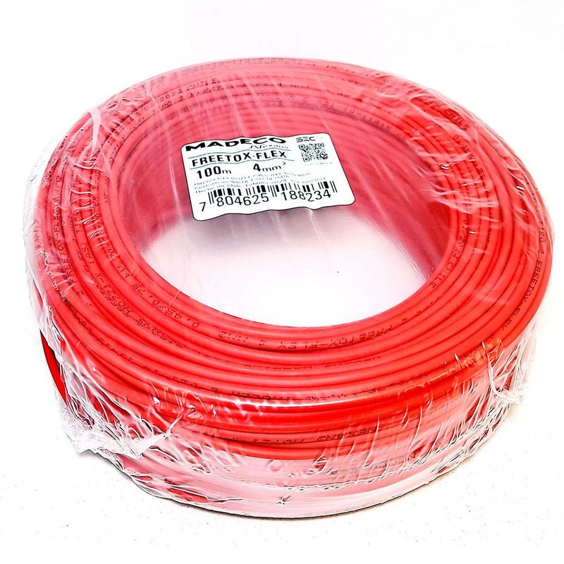 MADECO - Cable libre de halógenos H07Z1-K 4mm rojo 100 mt