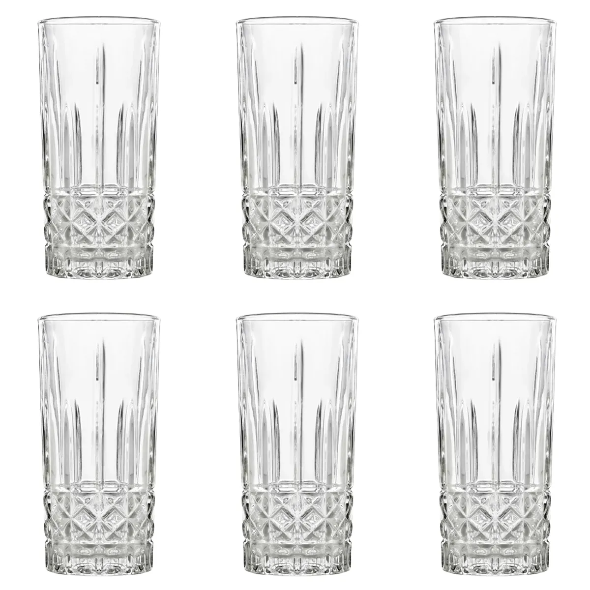 STANZZA - Set 6 Vasos Altos de Vidrio 385 ml Transparente