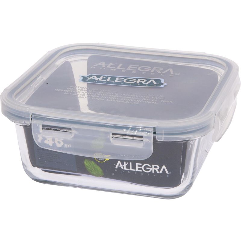ALLEGRA - Hermético  Cuadrado Vidrio 380 ml