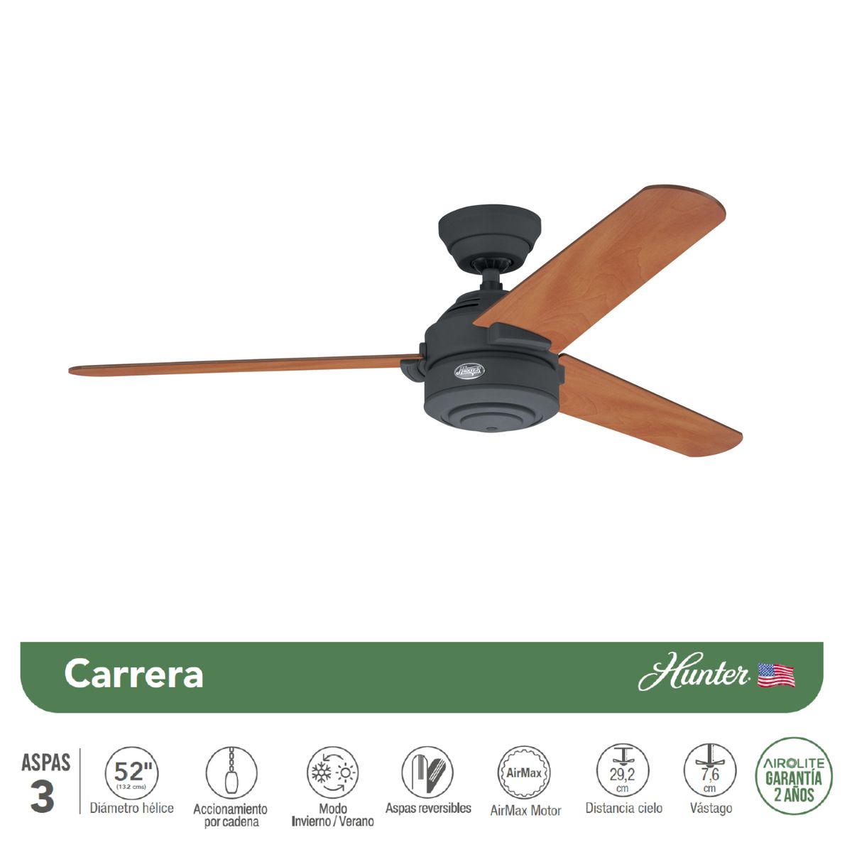 HUNTER - Ventilador de techo Carrera 52" (132 cm)