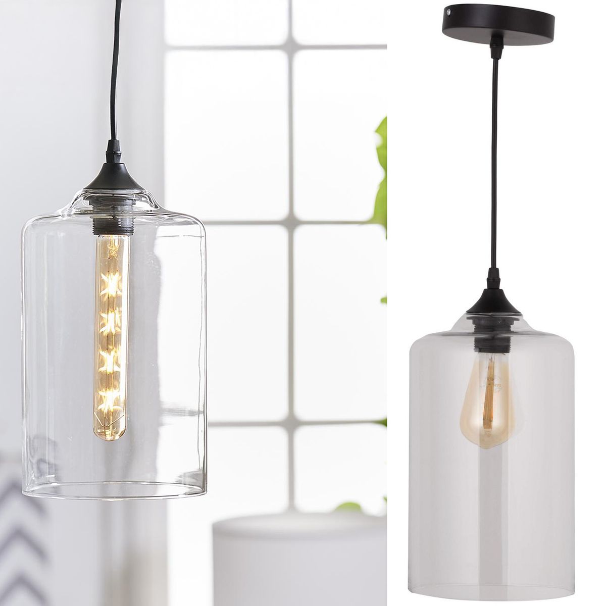 JUST HOME COLLECTION - Lámpara Colgante Suez Acero Negro