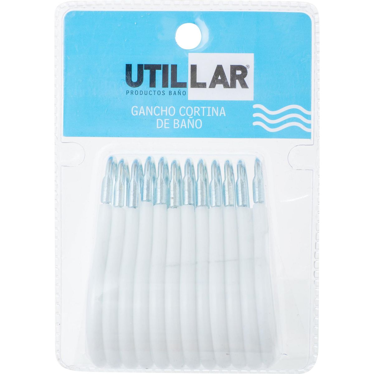 ERG - Set de ganchos para cortina de baño 12 unidades blanco