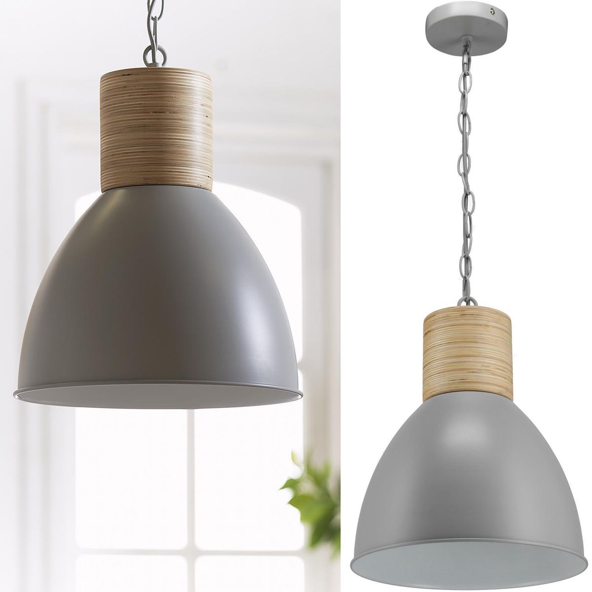 JUST HOME COLLECTION - Lámpara Colgante Assen Metal Gris