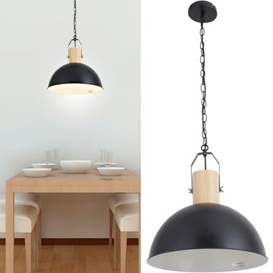 Lmpara de colgar Metal y madera Bissen Negro