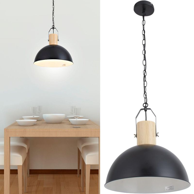 JUST HOME COLLECTION - Lámpara de colgar Metal y madera Bissen Negro