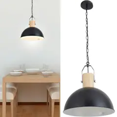 JUST HOME COLLECTION - Lámpara de colgar Metal y madera Bissen Negro