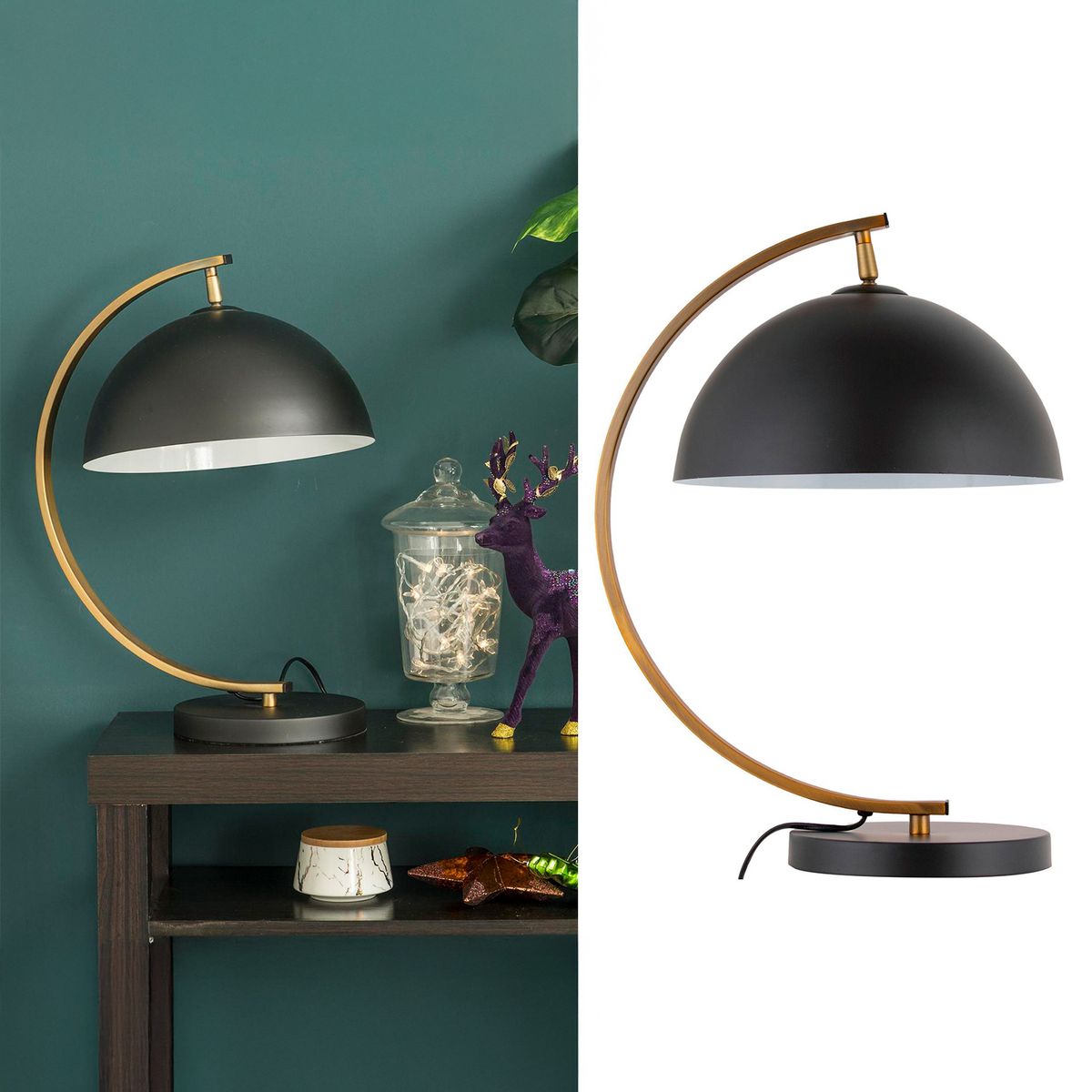 JUST HOME COLLECTION - Lámpara Mesa Bissen Negro 30x48 cm