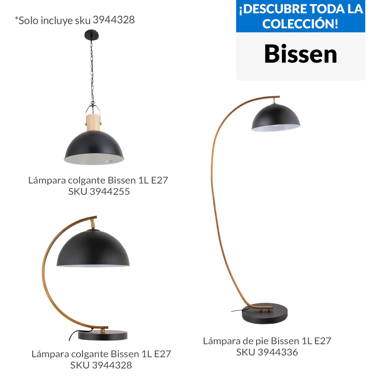 JUST HOME COLLECTION - Lámpara Mesa Bissen Negro 30x48 cm