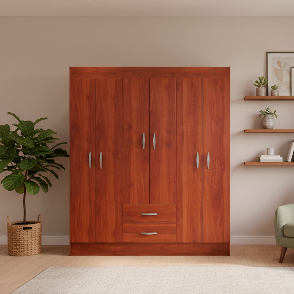 CIC - Clóset 6 Puerta(s) 156x178x46,5 cm Cerezo