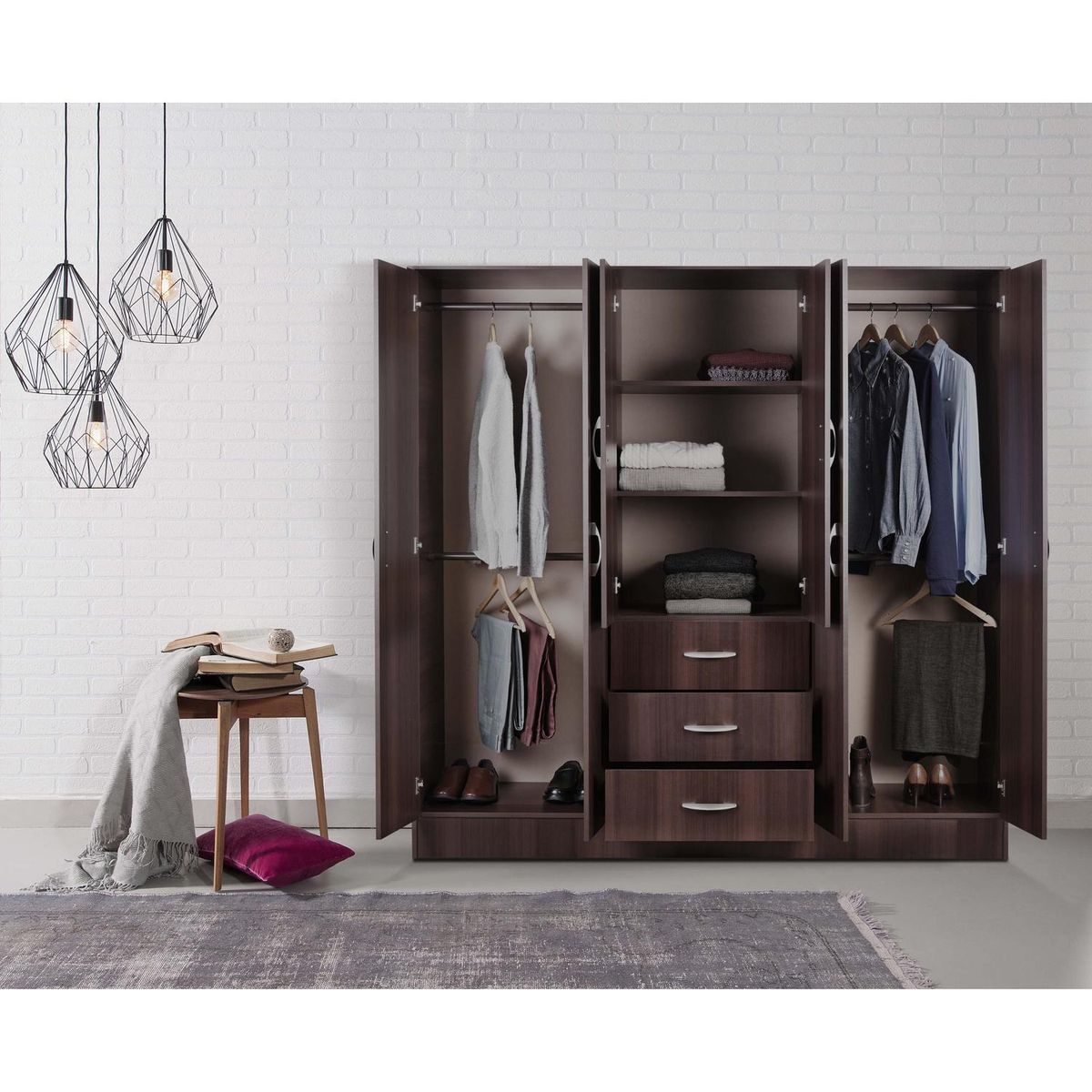 CIC - Clóset 6 Puerta(s) 3 Cajón(es) 3 Repisa(s) 180x178x47 cm Chocolate