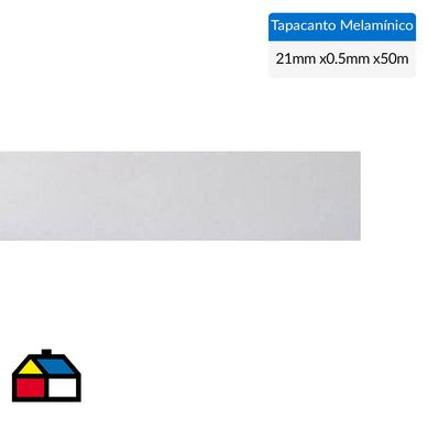 Tapacanto melamina Blanco encolado 21x0,5 mm 50 m