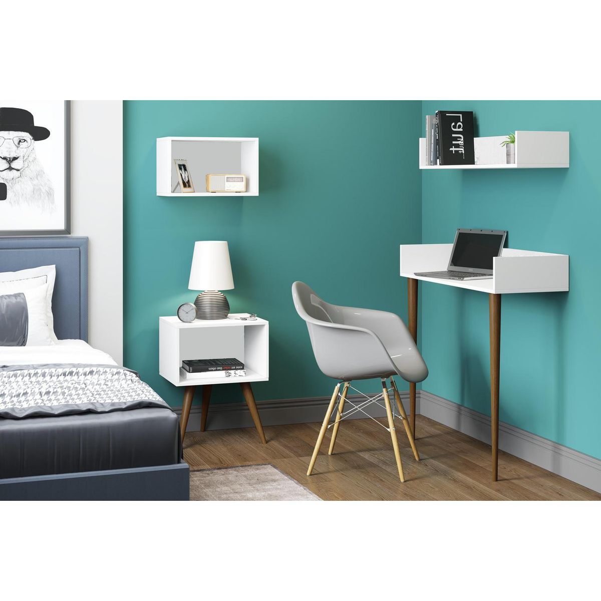 BECONCEPT - Mesa lateral 45x35x58 cm Blanco