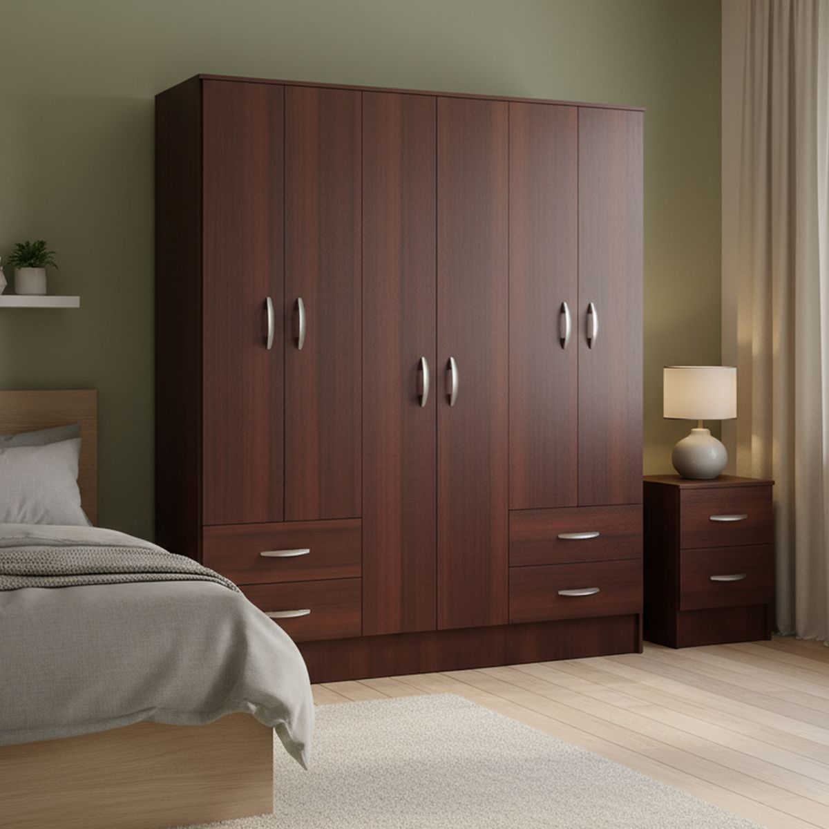 CIC - Clóset 6 Puerta(s) 4 Cajón(es) 4 Repisa(s) 180x178x47 cm Chocolate