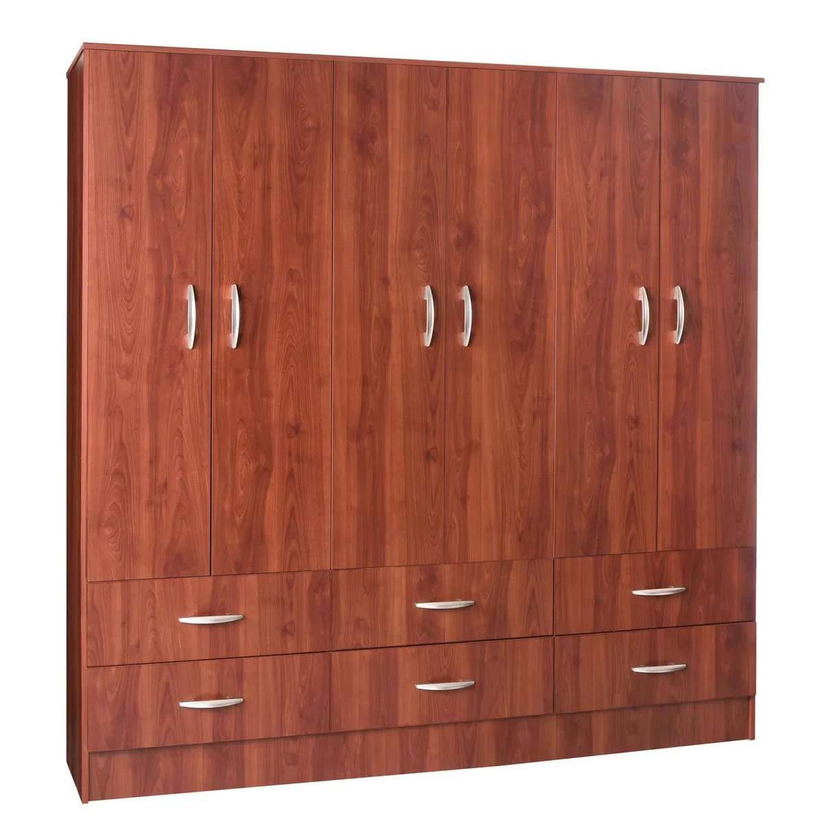 CIC - Clóset 6 Puerta(s) 6 Cajón(es) 3 Repisa(s) 180x180x47 cm Cerezo