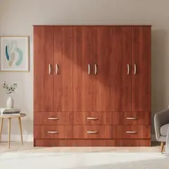 CIC - Clóset 6 Puerta(s) 6 Cajón(es) 3 Repisa(s) 180x180x47 cm Cerezo