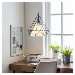 JUST HOME COLLECTION - Lámpara de Colgar Olhao Acero Negro 40 W 35 cm