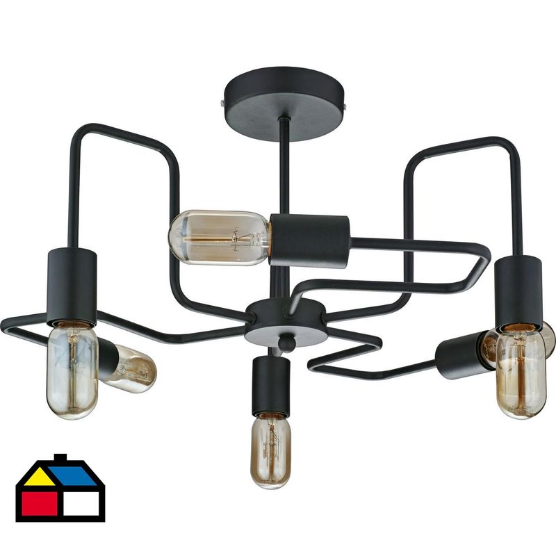 JUST HOME COLLECTION - Lámpara Techo Thebes 6 Luces Acero Incoloro/Transparente 51 cm