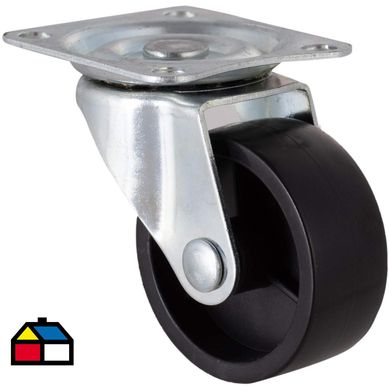 Rueda con placa giratoria para mueble 40 mm