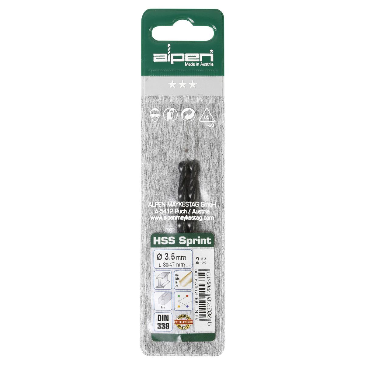 ALPEN - Broca HSS para metal 3,5x70 mm