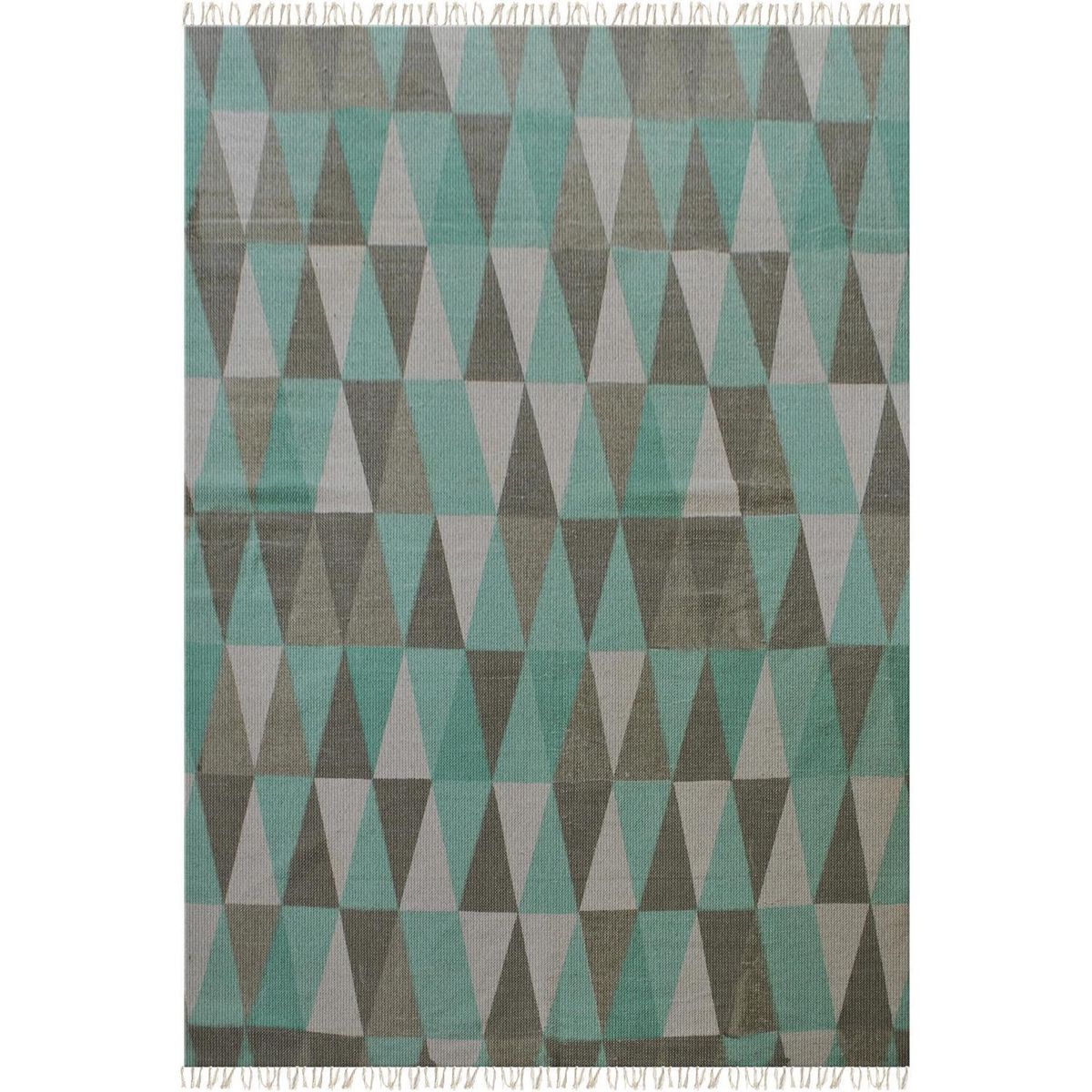 HOME REPUBLIC - Alfombra Kelim Prisma 150x200 cm Poliéster Verde