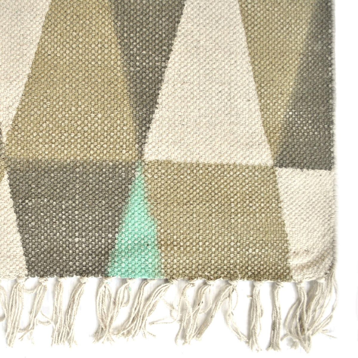 HOME REPUBLIC - Alfombra Kelim Prisma 150x200 cm Poliéster Verde