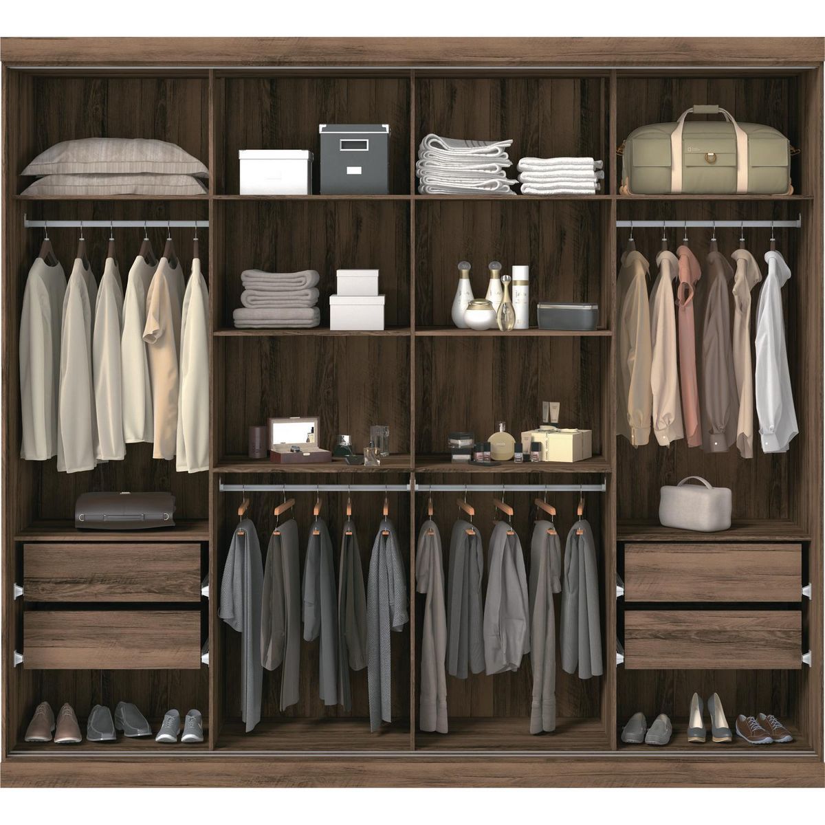 ALTAVISION - Clóset 8 Puerta(s) 4 Cajón(es) 10 Repisa(s) 239x217x46 cm Café