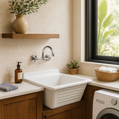 Imagen 2 del producto Lavadero Forma Rectangular Fibra de Vidrio 60x37x62 cm Blanco