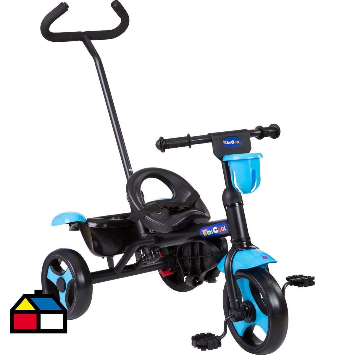 KIDSCOOL - Triciclo con Manilla 2 Funciones Azul Desde 2 años