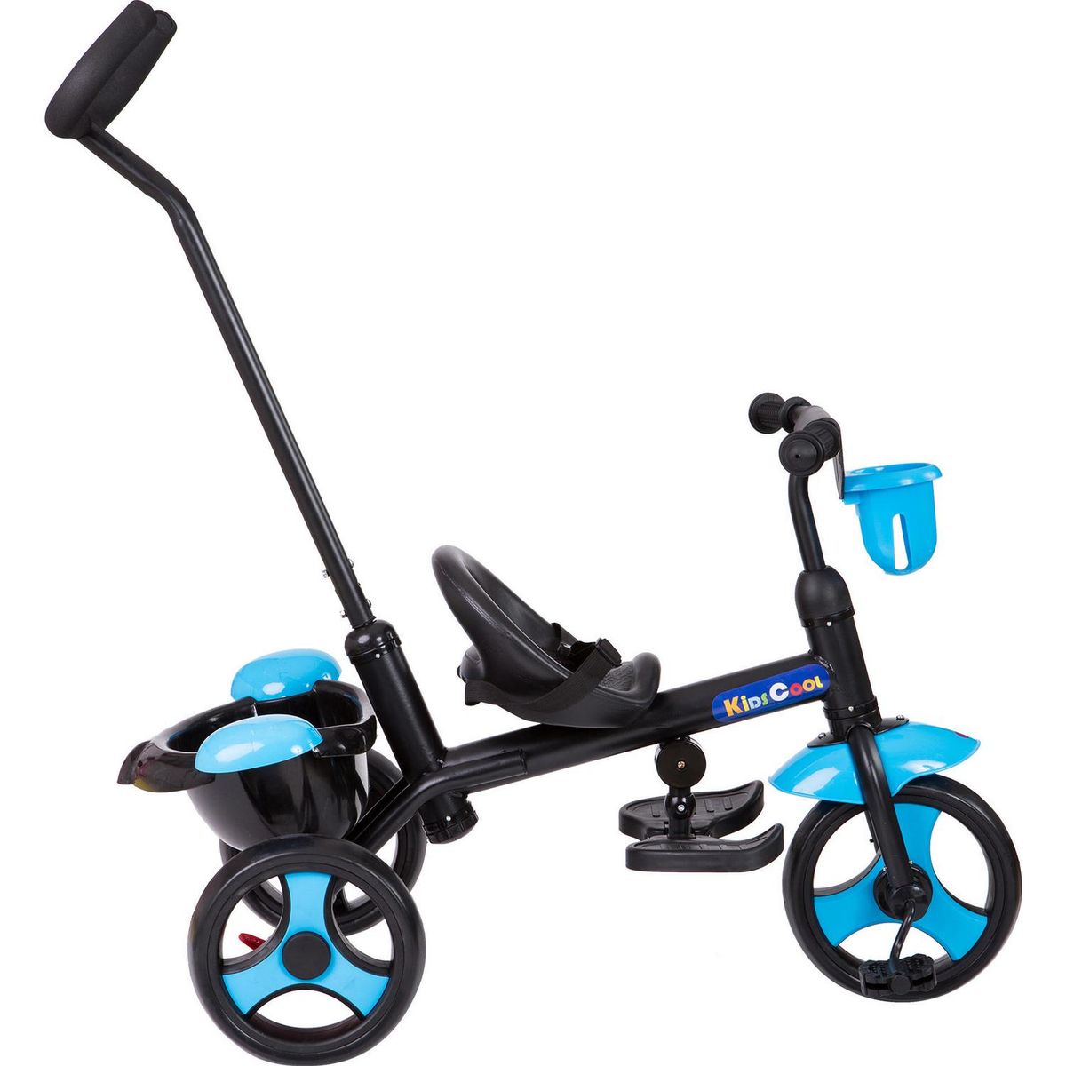 KIDSCOOL - Triciclo con Manilla 2 Funciones Azul Desde 2 años