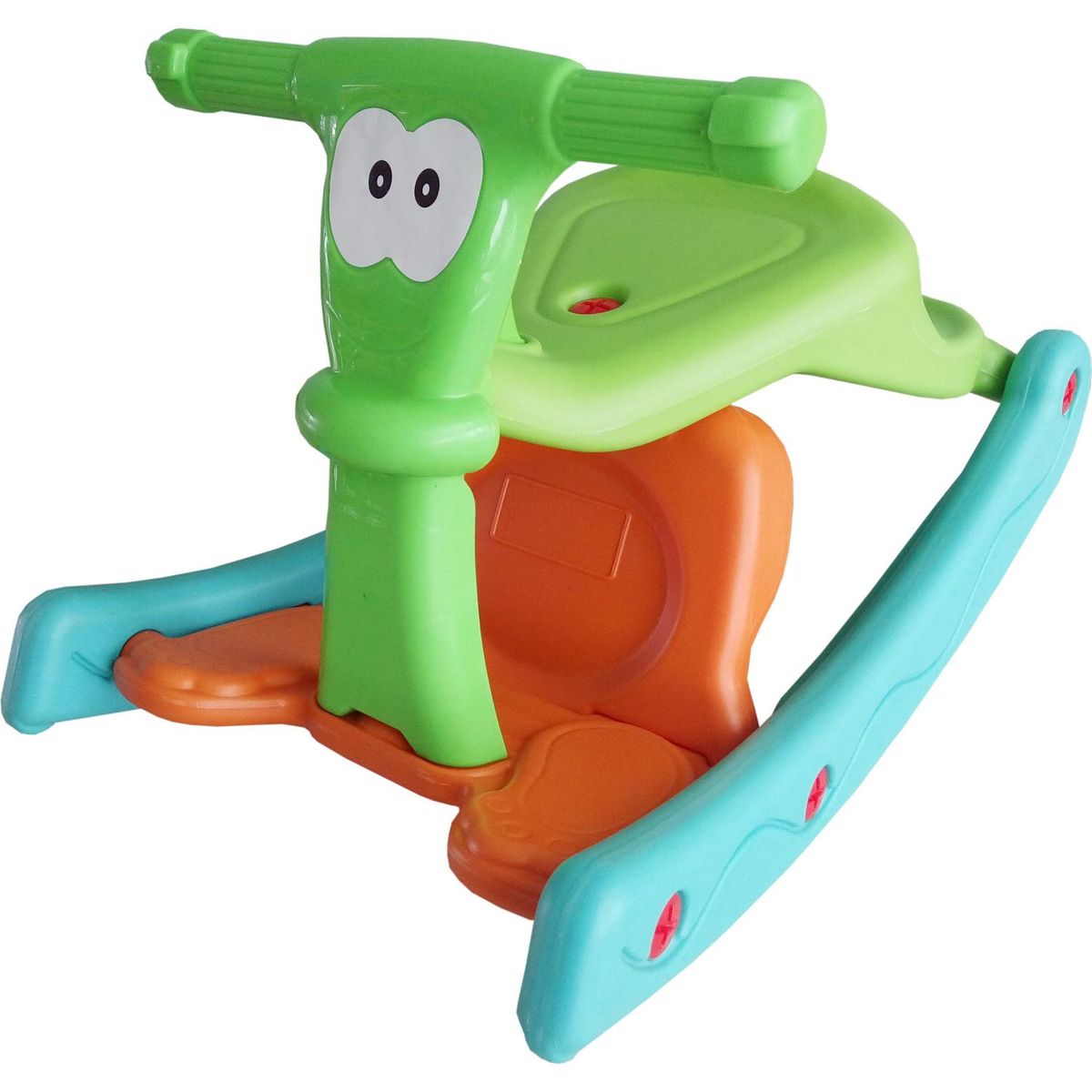 GAME POWER - Silla y Caballo Mecedor 2 en 1 Infantil Verde, Celeste y Naranjo Desde 2 años